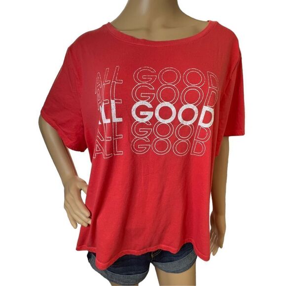 Lane Bryant Red Graphic “All Good” T-Shirt - Picture 1 of 4
